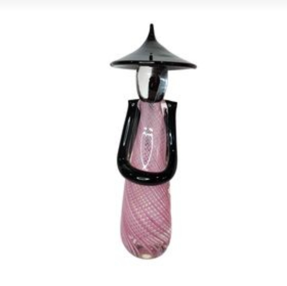 SERGIO ROSSI-MURANO Signed Art Glass Asian Woman PINK Latticino …